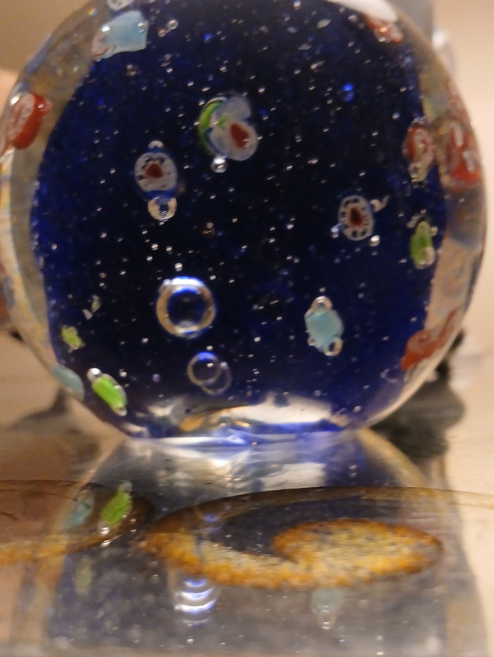 Handblown MCM Cobalt Planetary Magnum Paperweight